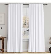 Turquoize White Curtains 96 Inch Long Room Darkening Curtains for Living Room Thermal Insulated B...