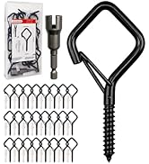 Foundrain 24 PCS 2.2 Inch Screw Eye Hooks with Locking Latch Design, Rust Resistant Black 304 Sta...