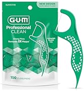 GUM Professional Clean Floss Picks - Extra Strong Shred-Resistant Floss, Easy Grip Handle - Denta...
