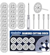 30mm 20Pcs Diamond Cutting Wheel 545 for Dremel Rotary Tool with 402 Mandrel (3mm) 4pcs and Screw...