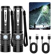 Pocket EDC Flashlight Rechargeable - 4.9inch & Emergency One Click SOS, Super Bright Small LED Fl...