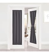 NICETOWN Door Curtain Panel, Grey French Door Curtains Blackout Thermal Insulated Curtain Sidelig...