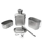 GRITR Titanium Canteen Mess Kit | Lightweight Durable Compact Portable Hiking Outdoor Camping Coo...