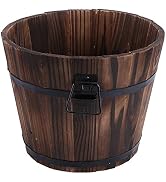 Hemoton Solid Wood Flower Pot Bucket with Drainage Hole 11.81X9.44X9.05In Rustic Balcony Decor Pl...