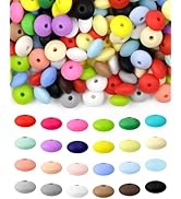 FIVEIZERO 240PCS Silicone Lentil Beads,24 Colors 12mm Silicone Beads for Keychain Making,Silicone...