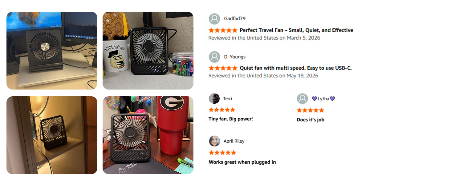 Koonie USB Desk Fan, Strong Wind Ultra Quiet Small Personal Fan