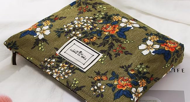 green floral makeup bags