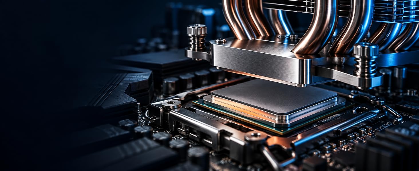 heat sink being lowered on to CPU