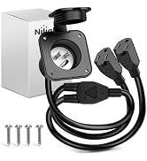 Nilight 15 AMP RV Power Flanged Inlet 125V AC Port Shore Power Receptacle with Extension Cord ETL...