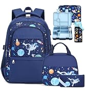 ACSEAK Boys Backpack - 5Pcs Backpack for Boys with Insulated Lunch Bag, Leakproof Lunch Box Water...