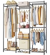 HOMIDEC Wardrobe Closet, 4 Hanging Spaces Portable Clothes Rack,Free Standing Closet Organizer an...