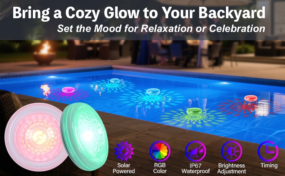 Floating lights in the pool