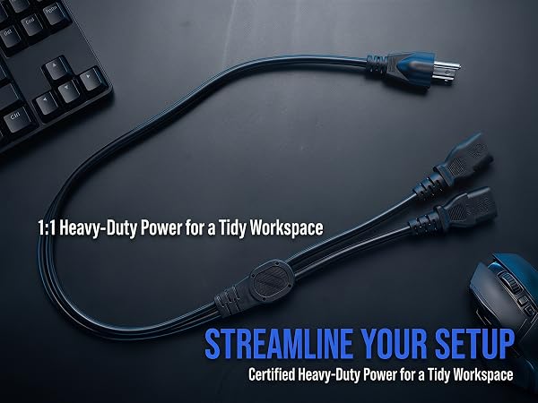 NEMA 5-15P to IEC320 2X C13 Y-Power Cable