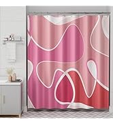AmazerBath Shower Curtain Pink, Washable Cloth Hot Pink Shower Curtain Sets with 12 Metal Hooks, ...