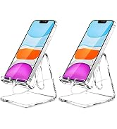 Crpich Acrylic Cell Phone Stand, Portable Phone Holder, Clear Phone Stand for Desk, Compatible wi...