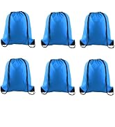 PLULON 6 Pcs Drawstring Bags Bulk Blue Drawstring Backpack String Backpack Cinch Sack Sport Gym B...