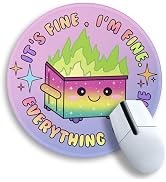 Gctriki Gradient Dumpster on Fire Mouse Pad, Cute Round Mouse Pads for Desk, Funny Purple Mousepa...