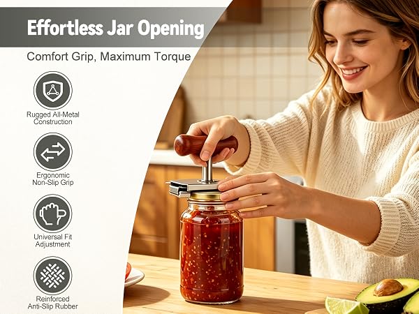 Wood-Handle Stainless Steel Jar Opener
