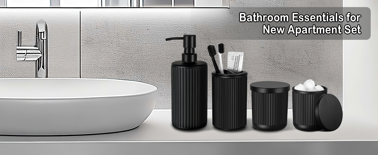 bathroom accessory set black