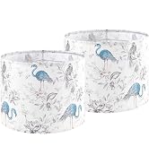 GOSO 2pcs Medium Lampshade Polyester Fiber Printing Flamingo Drum Lamp Shade For TableLamp,Floor ...