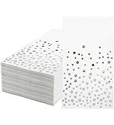 120 PCS Silver Foil Guest Napkin White Silver Polka Dots Paper Napkin Decorative Disposable Hand ...