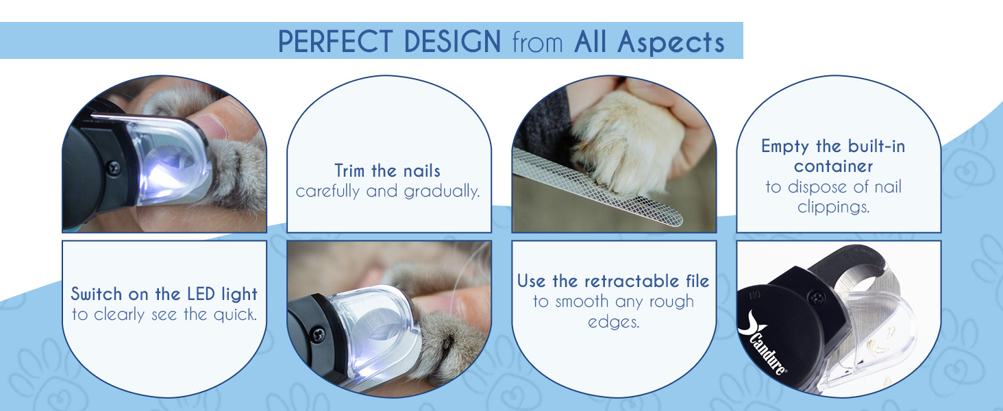 Grooming Tool for Dogs & Cats with Nail File
