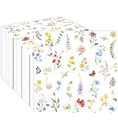 50Pcs Wildflower Paper Napkins-Floral Disposable Luncheon Dinner Party Spring Floral Party Paper ...