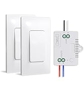 Self-Powered(No Battery Required) Wireless Light Switch(2 Pack)and Receiver Kit(1 Pack), Wall Swi...