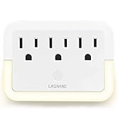 LAGIVINE Multi Plug Wall Mount Outlet Adapter, Outlet Extender with Light-Sensing,Power Strip wit...