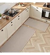 AMOAMI Kitchen Rugs Sets of 2-Absorbent Kitchen Runner Rugs Non Skid Washable-Easy to Clean and M...
