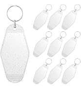 Uniclife 10 Pcs Hotel Keychain Tags, Clear Motel Keychain with Glitter & Key Rings, Transparent P...