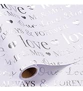 RUSPEPA Wedding Wrapping Paper, Mini Roll, Silvery Gold Foil LOVE Design, Perfect for Wedding, Br...