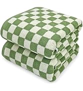 Jacquotha Bath Towels Set of 2 - Luxury Shower Towels 55” x 27.5”, Cotton Bathroom Towel Green Ch...