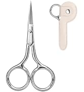 3.8 Inch Silver Eyebrow Scissors, Stainless Steel small scissors for Personal Care, Professional ...