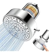 Fitespot Filtered Shower Head with Filters, High Pressure 6 Spray Modes Rain ShowerHead for Hard ...