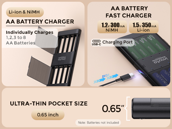 rechargeable aa Lithiun ion batteries charger