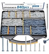 smseace 840Pcs Pocket Hole Screws Assortment Kit #8 x 1, 1-1/4", 1-1/2", 2", 2-1/2" Blue Coated a...