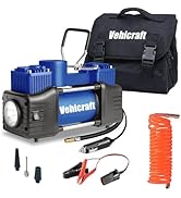 Vehicraft Blue Tire Inflator Portable Air Compressor, Heavy Duty Double Cylinders Auto Pump, 12V ...