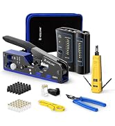 VCELINK RJ45 Crimp Tool Kit Professional, All -In-1 CAT7/6/5 Crimper, Blue | Cable Tester, Stripp...