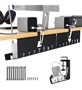 Syeeiex Under Desk Cable Management with No-Drill C-Clamp & Screw Mount, 17'' Metal Under Desk Co...