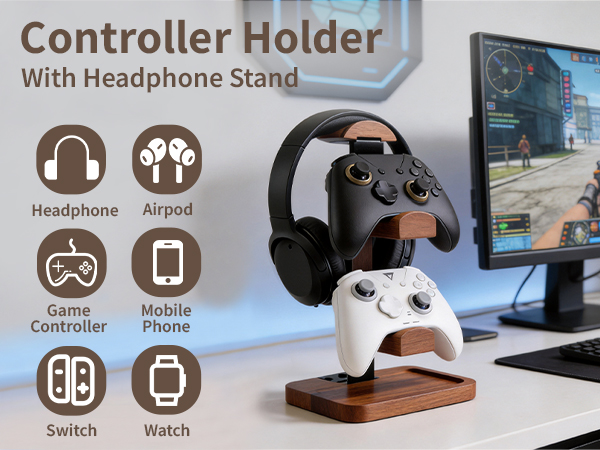 Controller Holder With Headphone Stand
