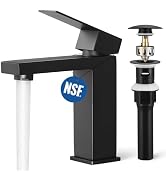 KES Black Bathroom Faucet Single Handle & Bathroom Sink Drain with Overflow, cUPC Certified Vanit...
