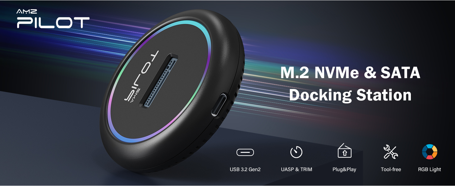 M.2 SSD Docking Station with RGB Light