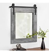 AAZZKANG Barn Door Mirror Rustic Wall Mirror with Wood Framed Rectangular Bathroom Mirror 20"x16"...