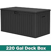 YITAHOME 200 Gallon Extra Large Deck Box, Double-Wall Resin Outdoor Storage Box with Flexible Div...
