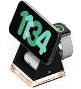 mooas Crystal Lamp 3 in 1 Mag-safe Wireless Charging Stand (Black), 2 Color Nightlight, 3 in 1 wi...