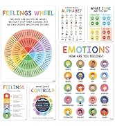 BEAWART 6 Calming Corner Classroom Posters, Feelings Wheel Chart & Emotions Poster For Kids, Calm...