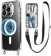 UnnFiko for iPhone 16 Pro Max Case Compatible with Magsafe Clear, Crossbody Phone Case with Shoul...