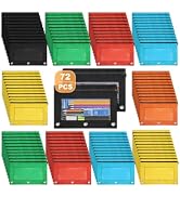 Shemira Pencil Pouch for 3 Ring Binder, 72 Pack Pencil Pouches Bulk in 6 Colors, Binder Pencil Po...