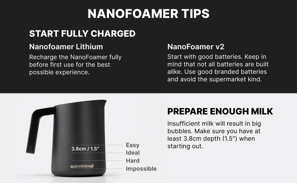 subminimal nanofoamer tips